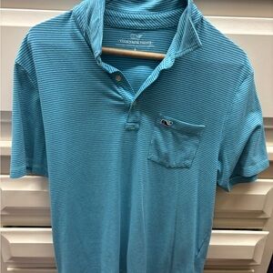 Vineyard Vines Men's Aqua Striped Polo